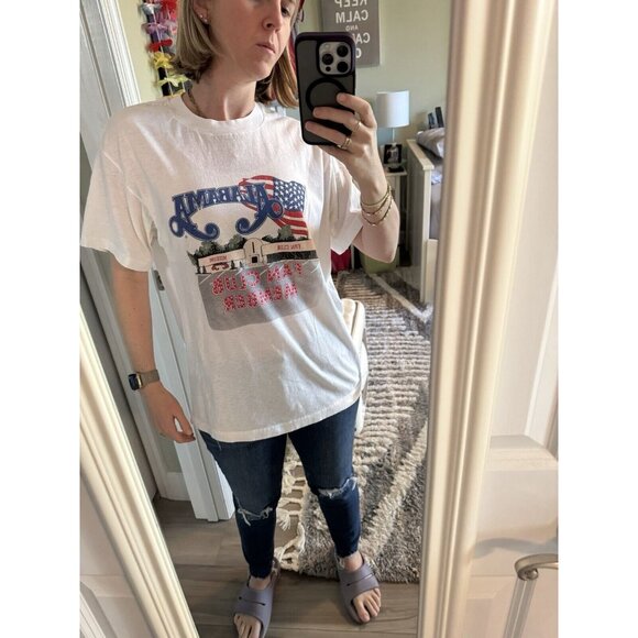 VINTAGE Alabama Fan Club Shirt Mens Small / Womens M White 90s Single Stitch Tee - Picture 10 of 10